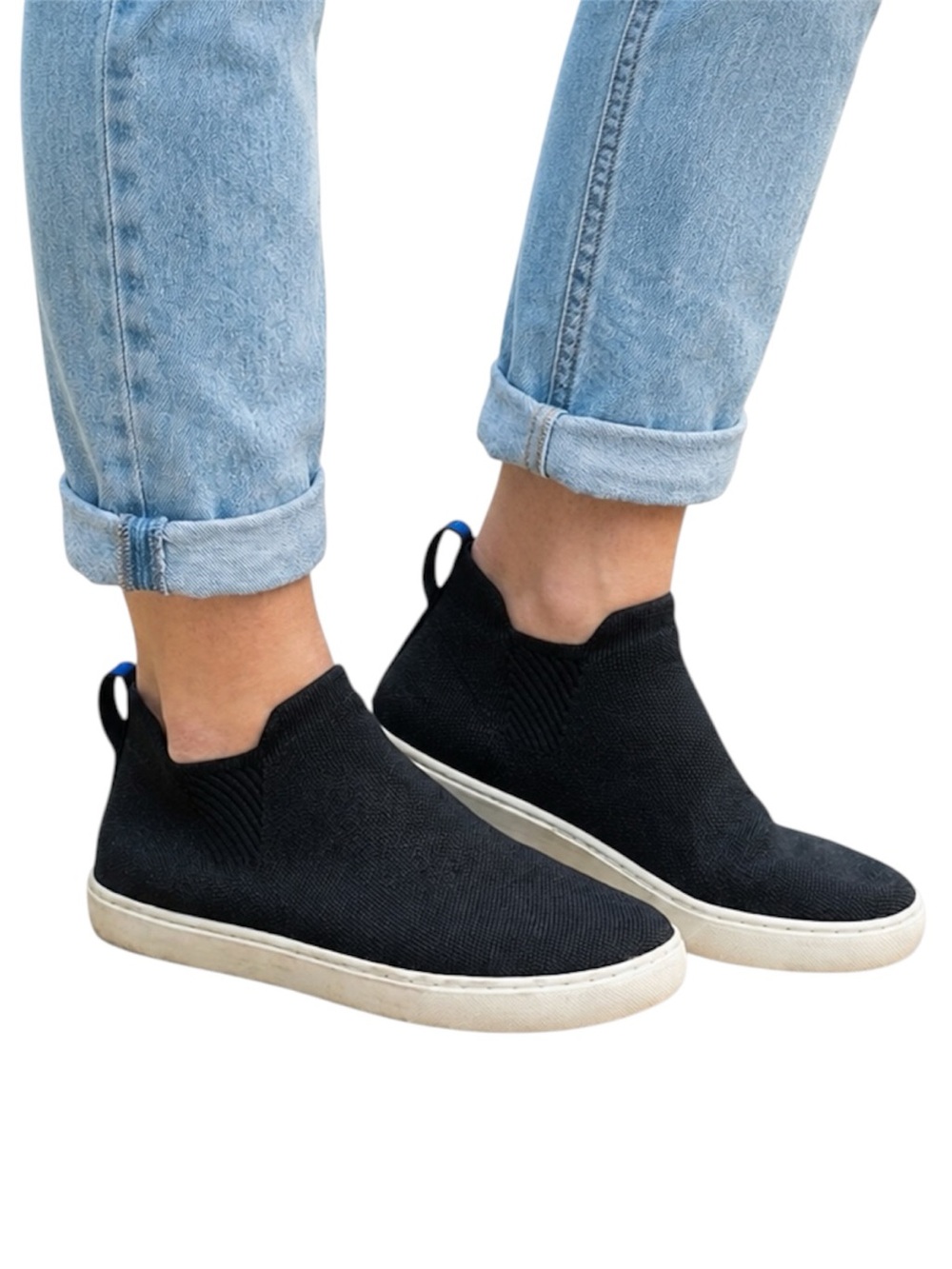 Rothy’s Chelsea Boot Nightfall Navy Blue Slip-On Knit Sneakers — Women’s Size 8